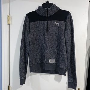 Gray PINK Quarter Zip Sweatshirt